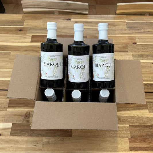 BIARQUI - 6 Botellas de 500 ml - En caja. Aceite de Oliva Virgen Extra. Picual cosecha temprana.